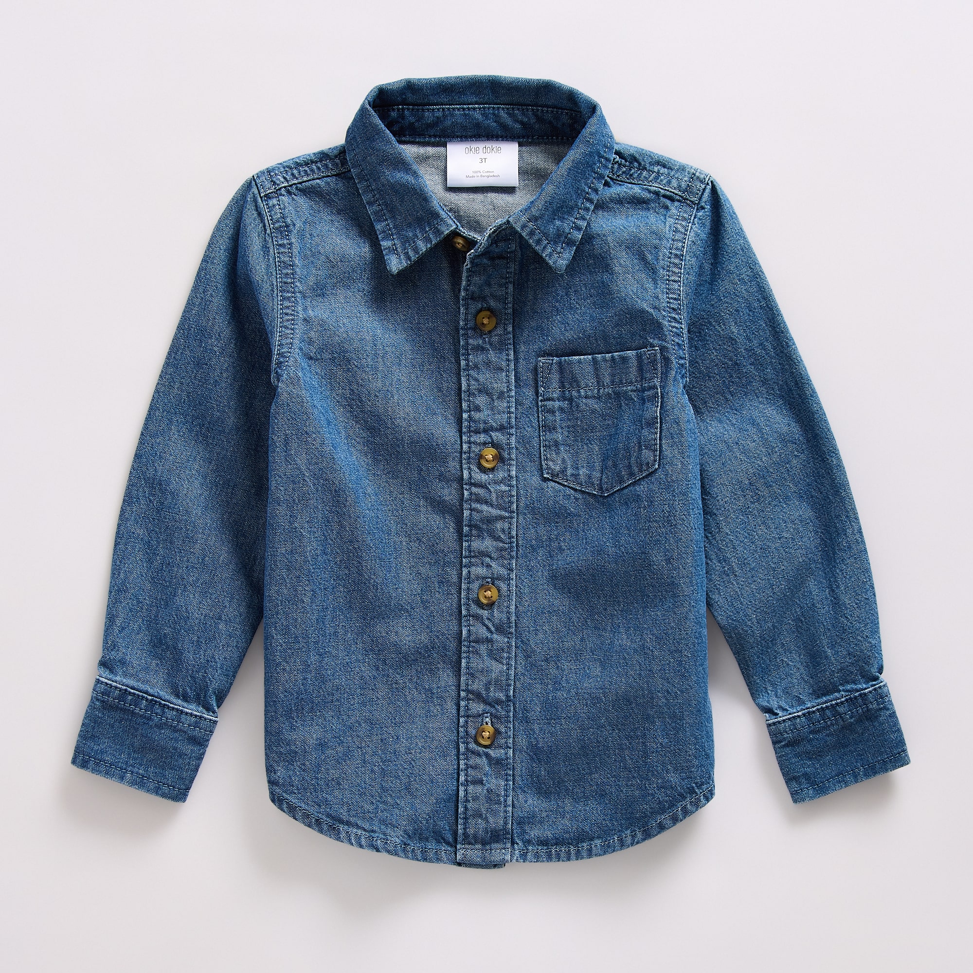 Okie Dokie Toddler & Little Boys Long Sleeve Cuffed Regular Fit Button-Down Shirt
