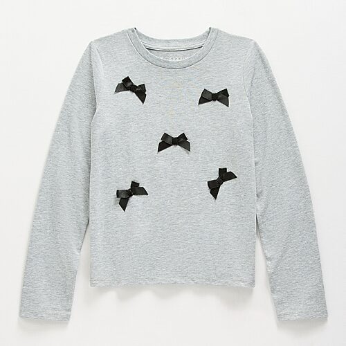 Thereabouts Little & Big Kid Girls Crew Neck Long Sleeve T-Shirt, X-large (16), Gray