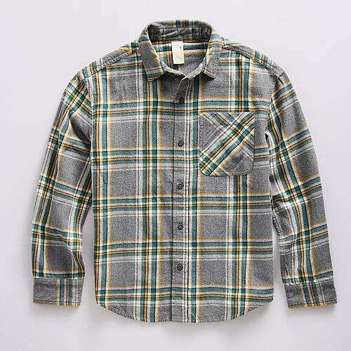 Thereabouts Little & Big Kid Boys Long Sleeve Regular Fit Flannel Shirt In Gray
