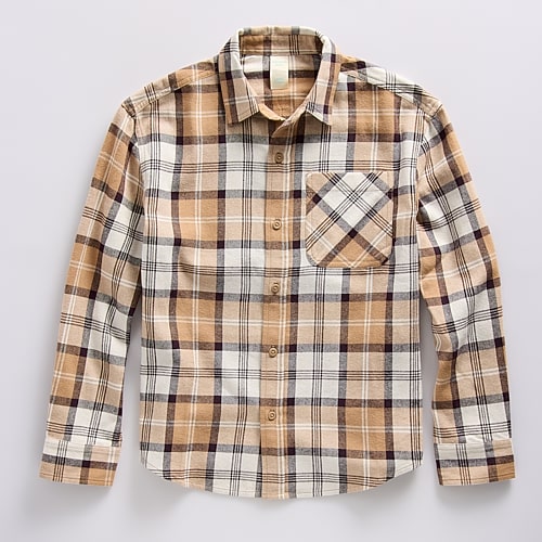 Thereabouts Little & Big Kid Boys Long Sleeve Regular Fit Flannel Shirt In Brown