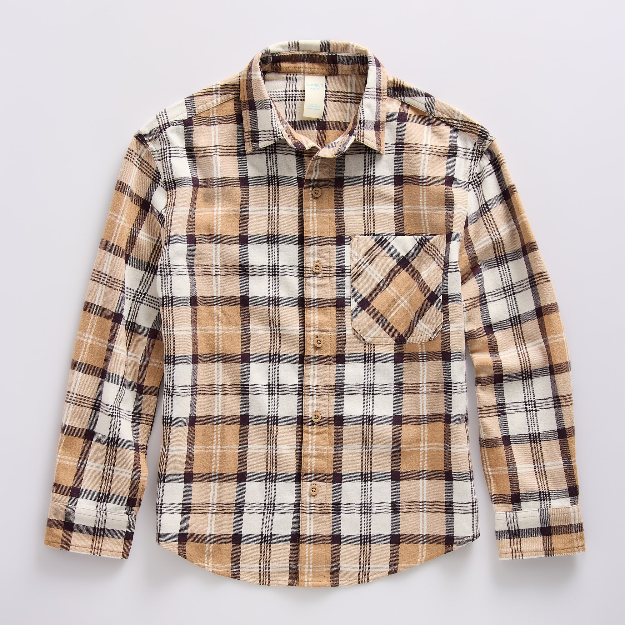 Thereabouts Little & Big Kid Boys Easy-on + Easy-off Long Sleeve Adaptive Regular Fit Flannel Shirt