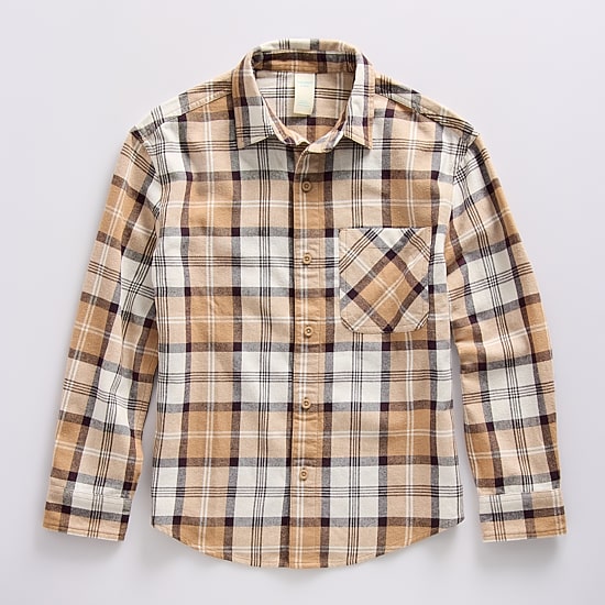 Thereabouts Little & Big Kid Boys Easy-on + Easy-off Long Sleeve Adaptive Regular Fit Flannel Shirt