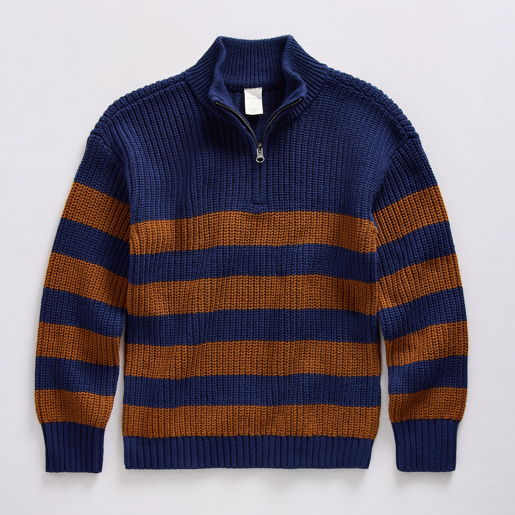 Thereabouts Little & Big Kid Boys Mock Neck Long Sleeve Striped Quarter-Zip Pullover Sweater