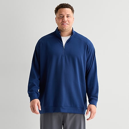 Xersion Mens Mock Neck Long Sleeve Active Big Quarter-Zip Pullover