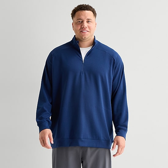 Xersion Mens Mock Neck Long Sleeve Active Big Quarter-Zip Pullover