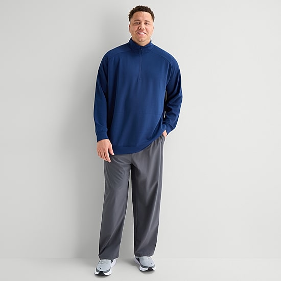 Xersion Mens Mock Neck Long Sleeve Active Big Quarter-Zip Pullover