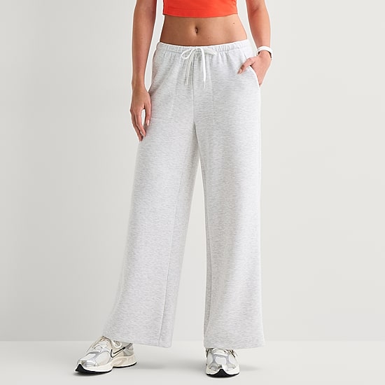 Xersion Scubaluxe Womens Drawstring Waist Wide Leg Mid Rise Regular Fit Sweatpant