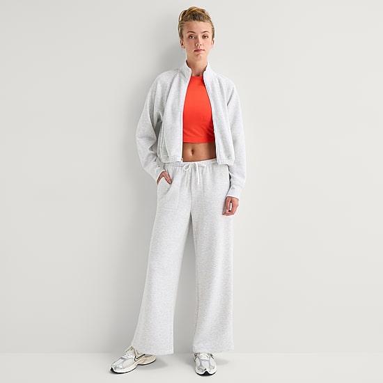 Xersion Scubaluxe Womens Drawstring Waist Wide Leg Mid Rise Regular Fit Sweatpant