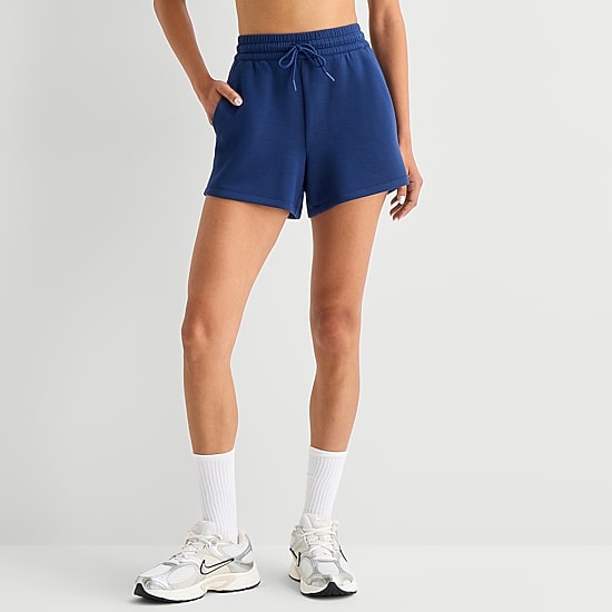 Xersion Scubaluxe Womens 4" Drawstring Waist Workout Shorts