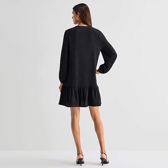 Be by CHETTA B Womens V Neck Long Sleeve Shift Dress