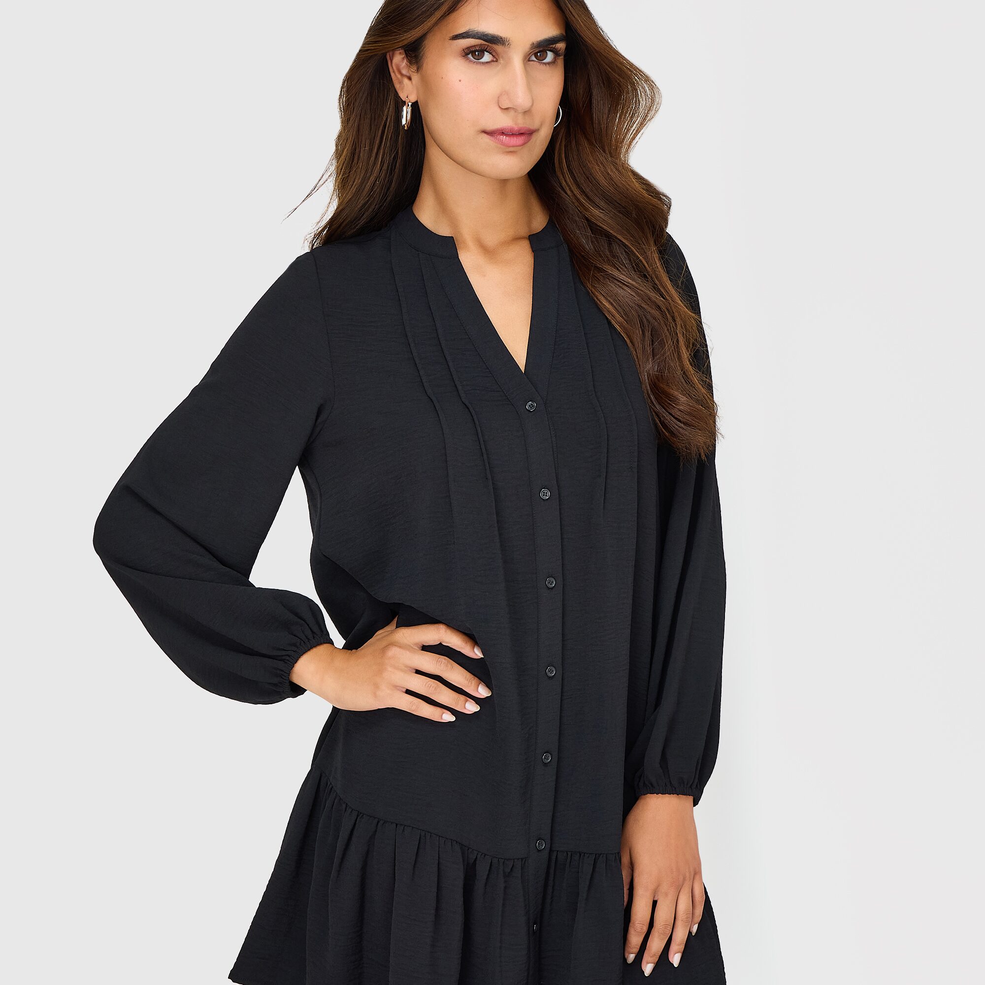 Be by CHETTA B Womens V Neck Long Sleeve Shift Dress
