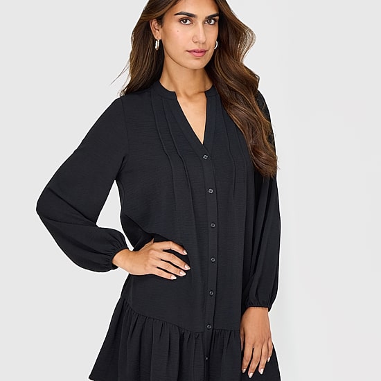Be by CHETTA B Womens V Neck Long Sleeve Shift Dress