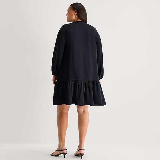 Be by CHETTA B Womens Plus 3/4 Sleeve Shirt Dress