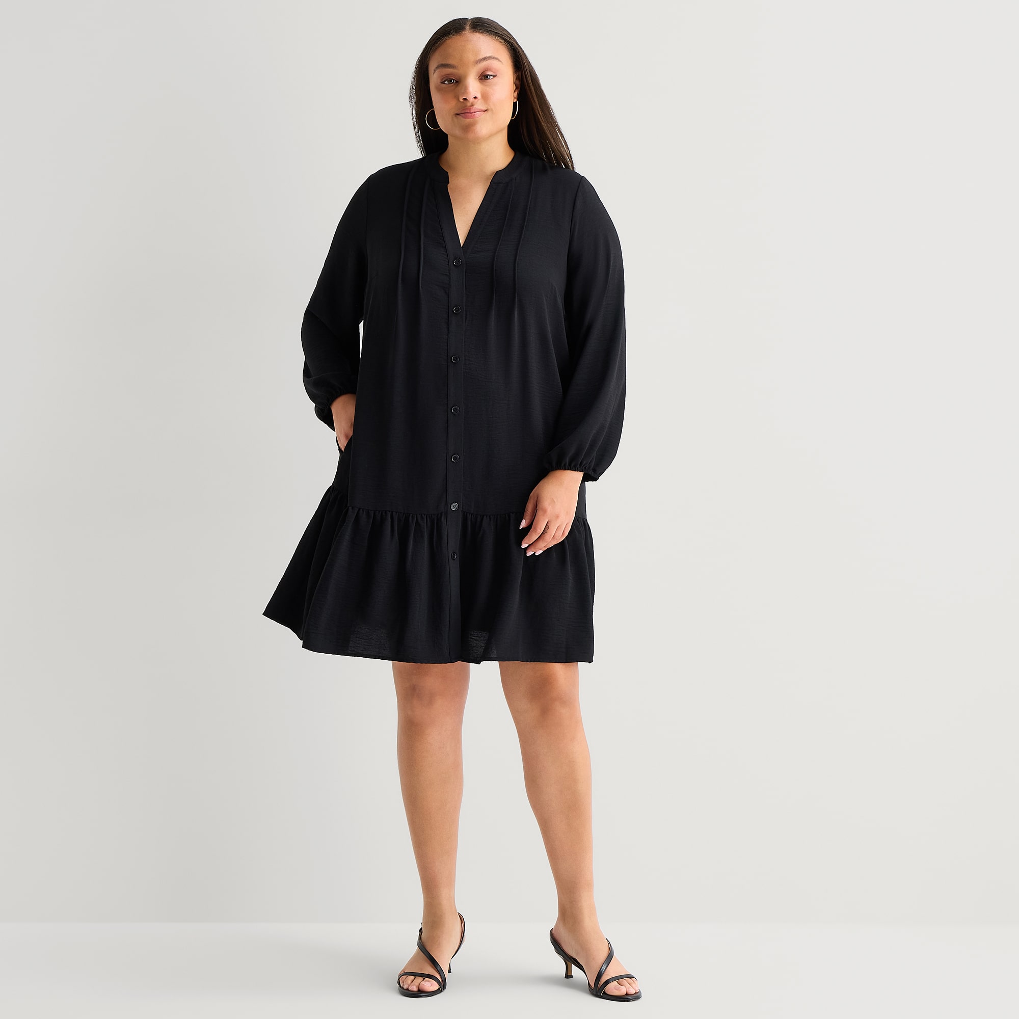 Be by CHETTA B Womens Plus 3/4 Sleeve Shirt Dress
