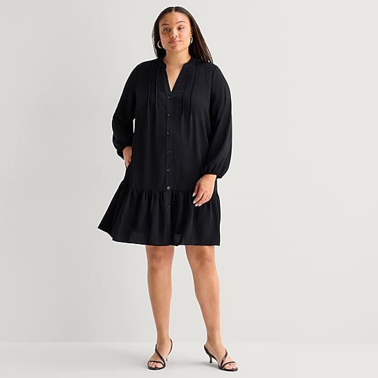 jcpenney shirt dress Black Shirt Dresses - Women