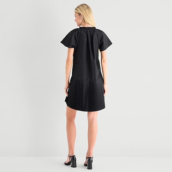 Robbie Bee Womens Petite V Neck Short Sleeve Shift Dress