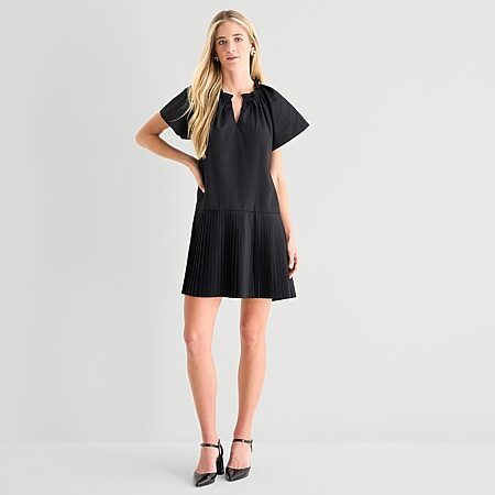 st john's bay short sleeve shift dress St. John's Bay Womens V Neck Short Sleeve Plaid Shift Dress