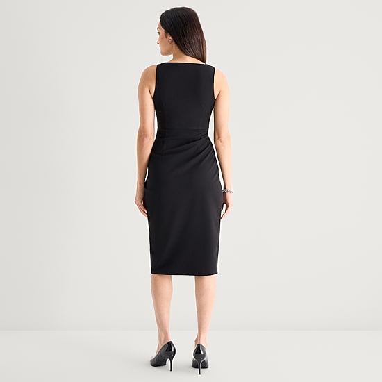 Marc New York Womens V Neck Sleeveless Sheath Dress