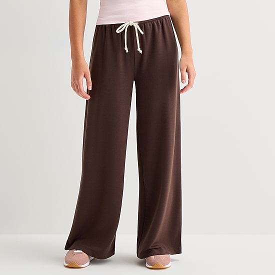 Arizona Womens Juniors Wide Leg Mid Rise Lounge Pant