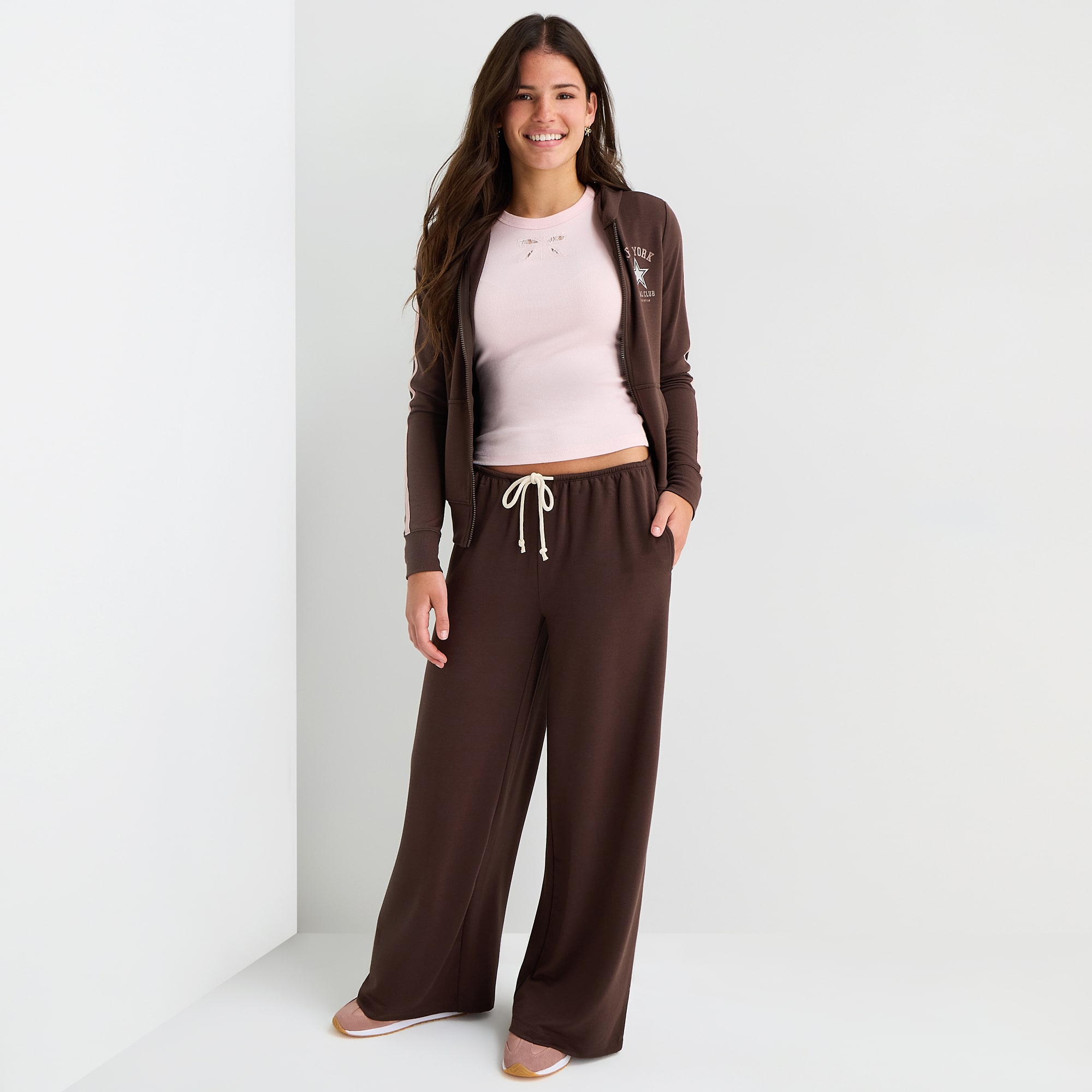 Arizona Womens Juniors Wide Leg Mid Rise Lounge Pant