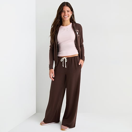 Arizona Womens Juniors Wide Leg Mid Rise Lounge Pant