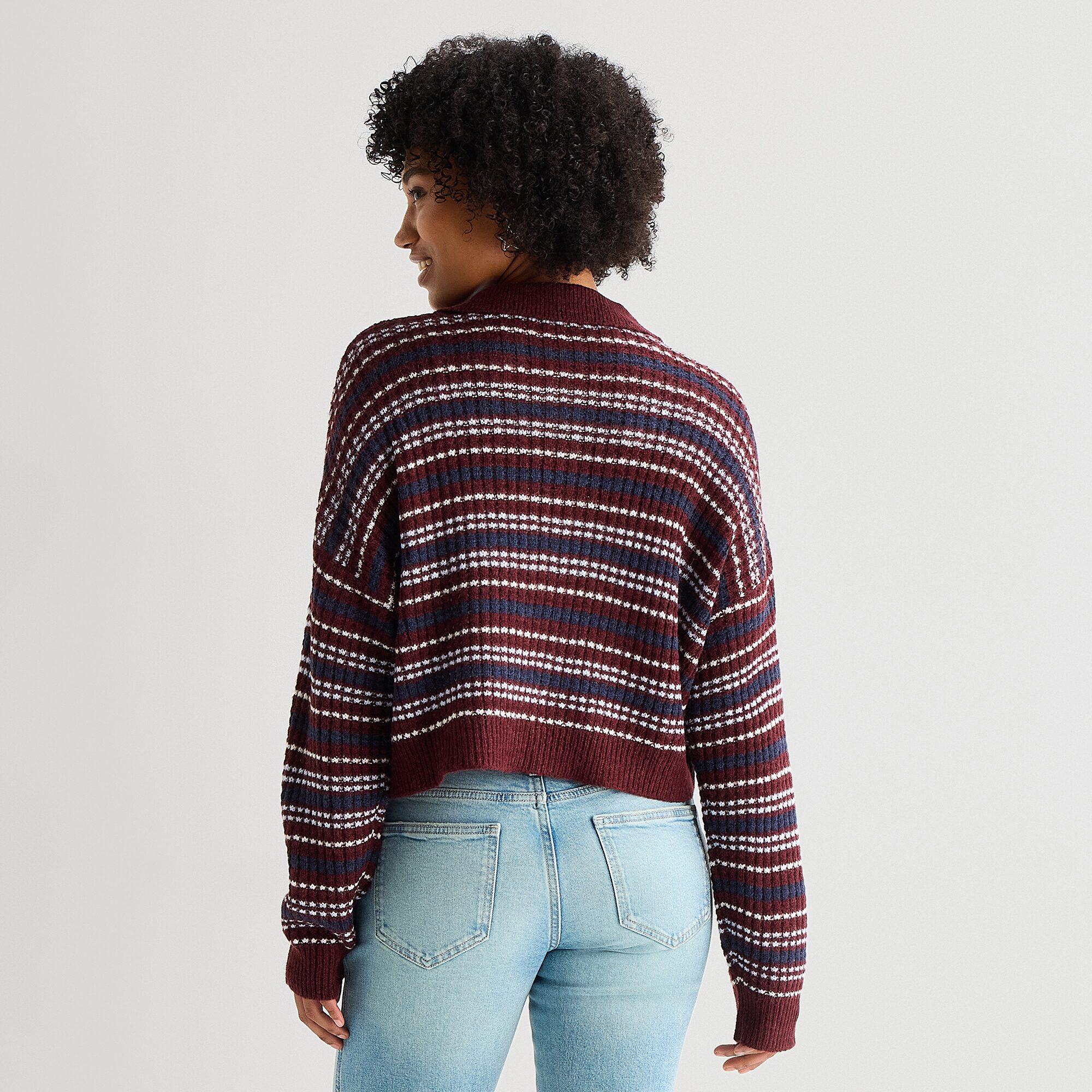 Arizona Juniors Womens Long Sleeve Striped Pullover Sweater