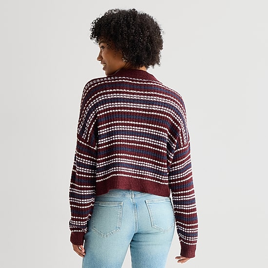 Arizona Juniors Womens Long Sleeve Striped Pullover Sweater