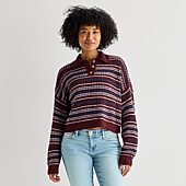 Arizona Juniors Womens Long Sleeve Striped Pullover Sweater