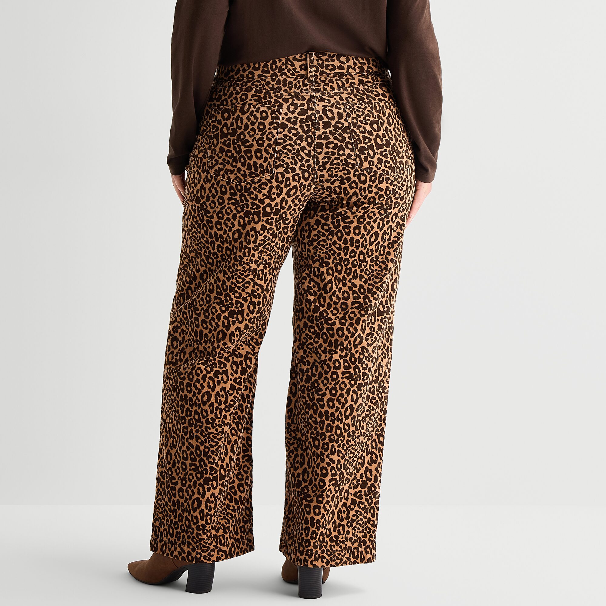 St. John's Bay Womens Plus High Rise Wide Leg Corduroy Pant