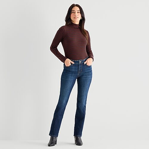 St. John's Bay Womens Mid Rise Bootcut Jean In Blue