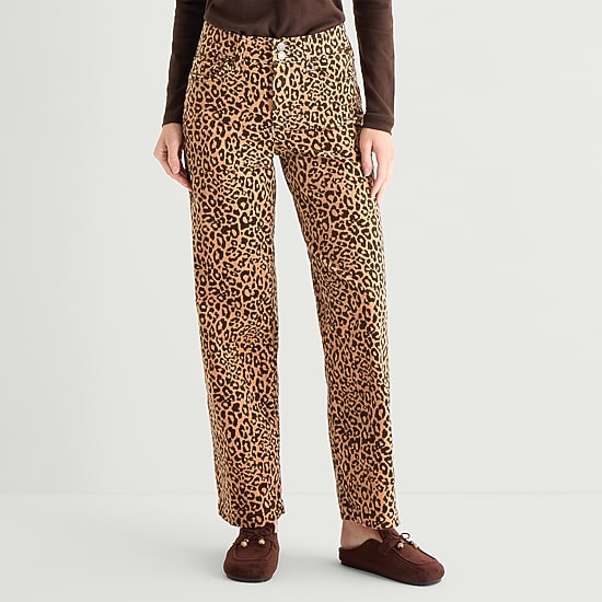 St. John's Bay Womens Mid Rise Wide Leg Corduroy Pant