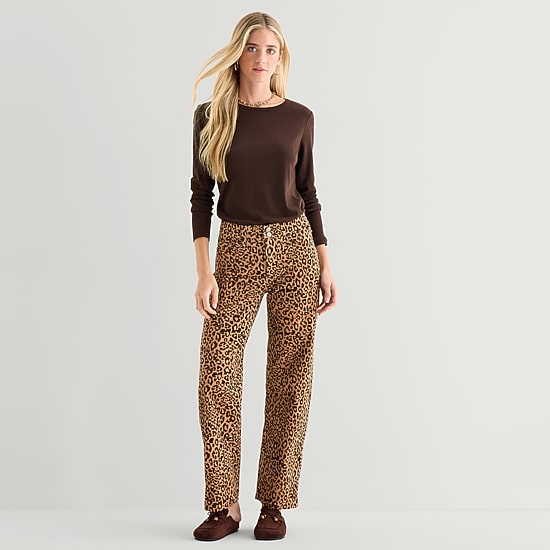 St. John's Bay Womens Mid Rise Wide Leg Corduroy Pant