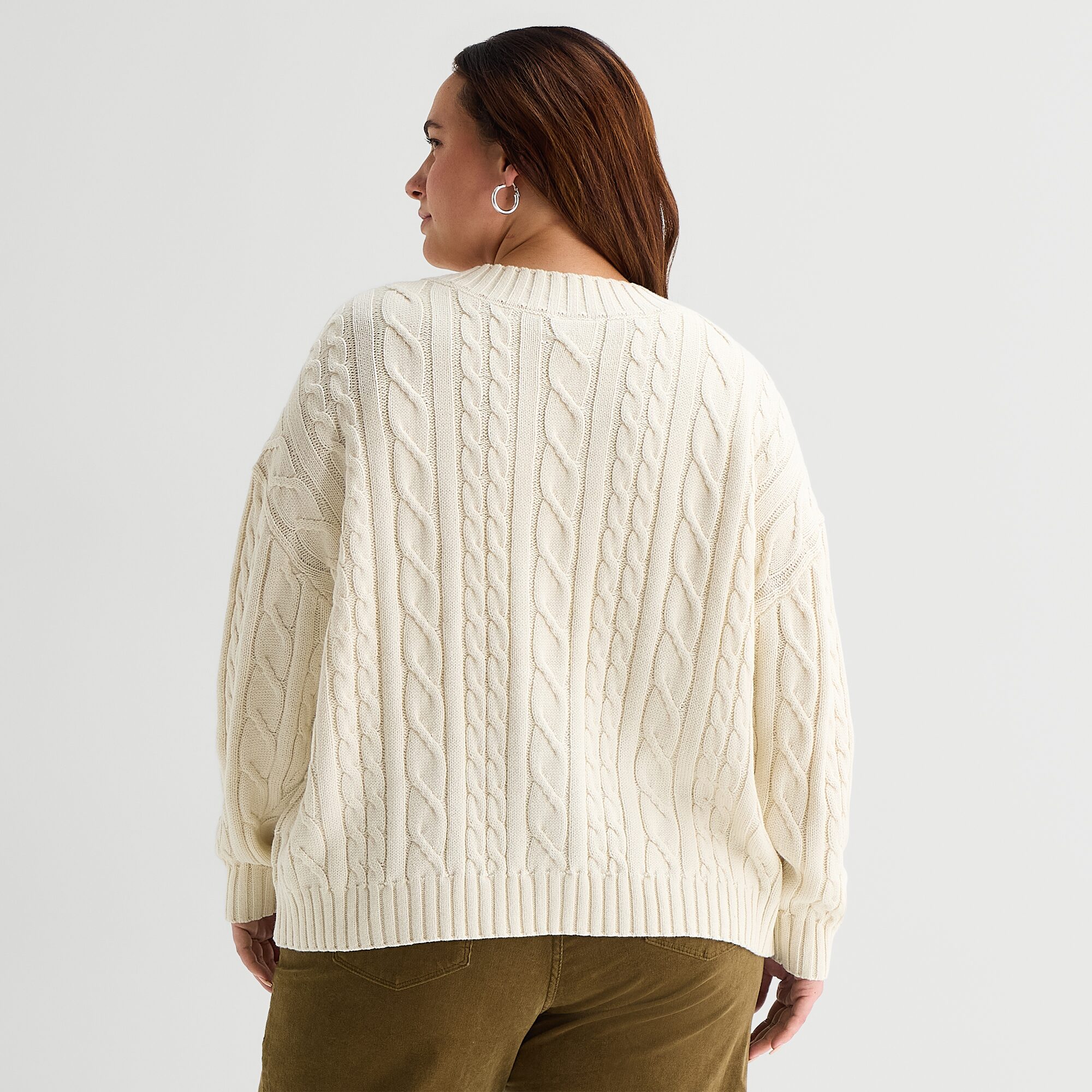 St. John's Bay Womens Long Sleeve Button Plus Cardigan