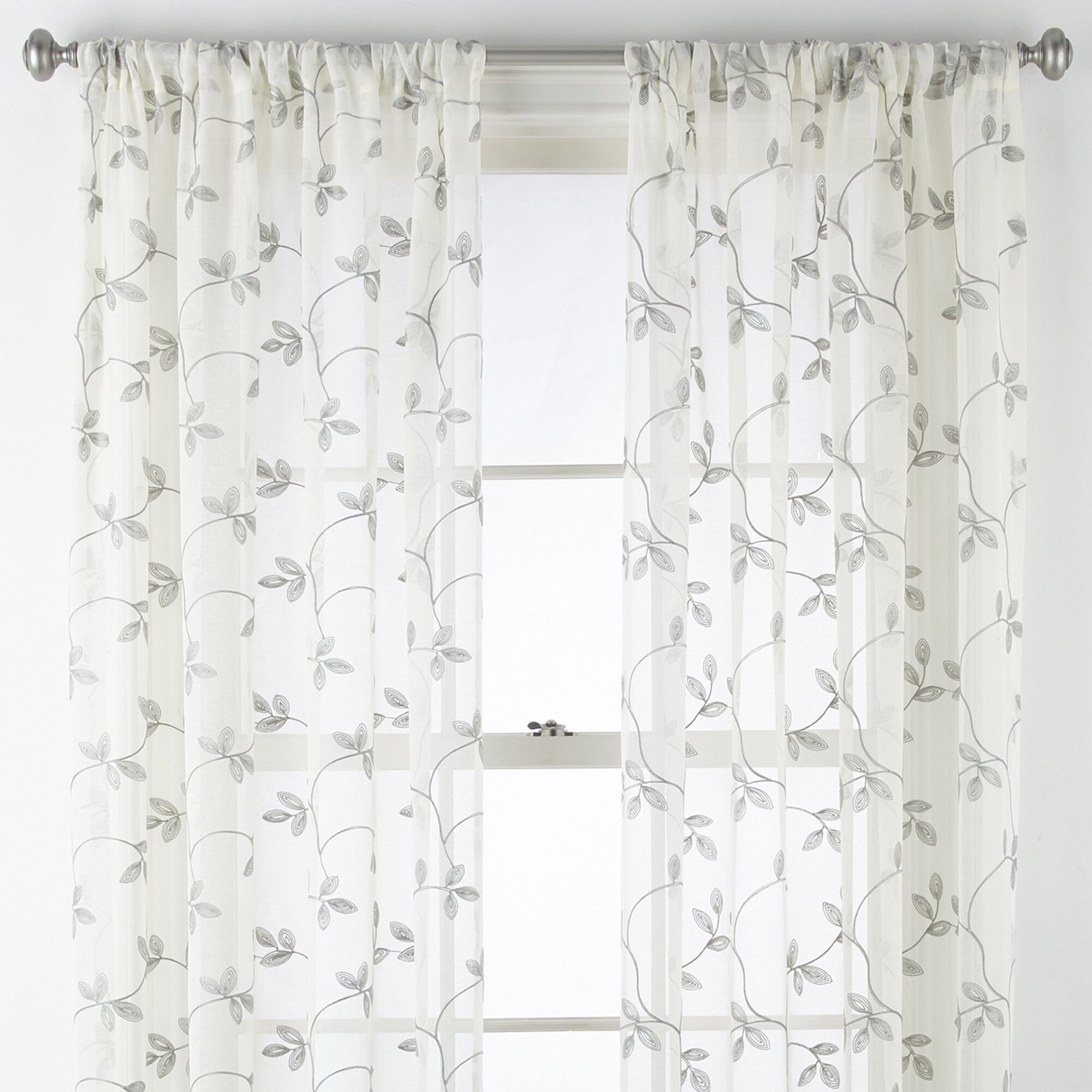 Regal Home Meadow Rod Pocket Embroidered Sheer Single Curtain Panel