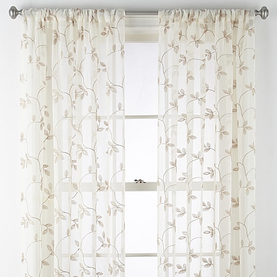 Regal Home Meadow Rod Pocket Embroidered Sheer Single Curtain Panel