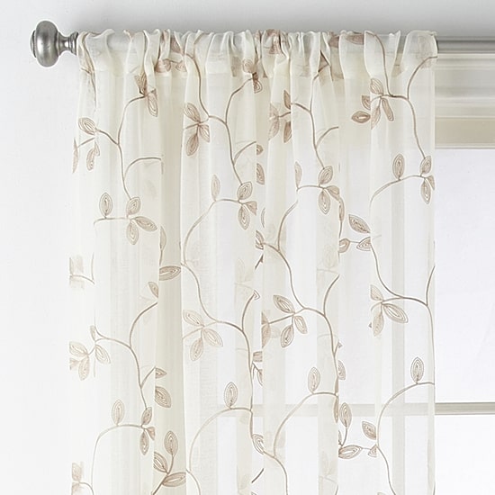 Regal Home Meadow Rod Pocket Embroidered Sheer Single Curtain Panel