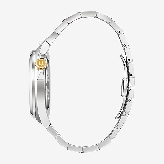Bulova Maquina Mens Automatic Silver Tone Stainless Steel Bracelet Watch 98a224