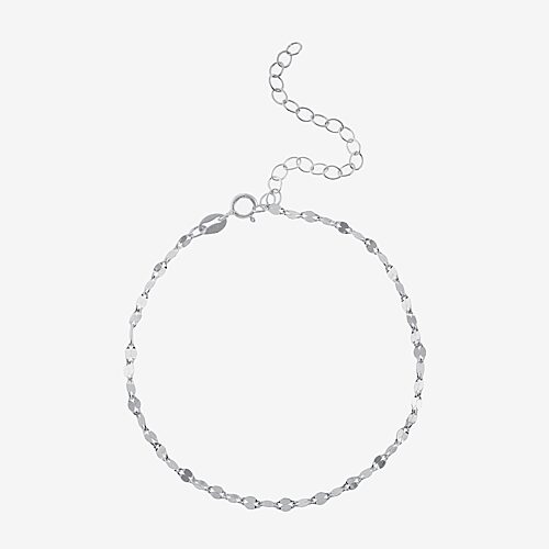 Silver Treasures Womens Sterling Silver 9 Inch Semisolid Ankle Bracelet, One Size