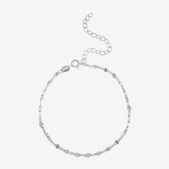 Silver Treasures Womens Sterling Silver 9 Inch Semisolid Ankle Bracelet