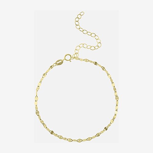 Silver Treasures Womens 14K Gold Over Silver 9 Inch Semisolid Ankle Bracelet, One Size