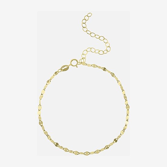 Silver Treasures Womens 14K Gold Over Silver 9 Inch Semisolid Ankle Bracelet