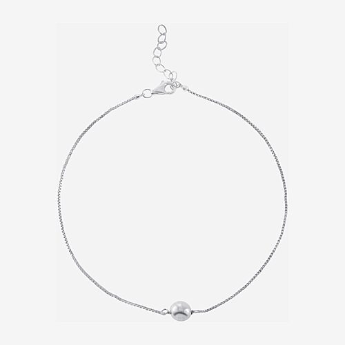Silver Treasures Freshwater Pearl Womens Sterling Silver 9 Inch Semisolid Box Ankle Bracelet, One Size
