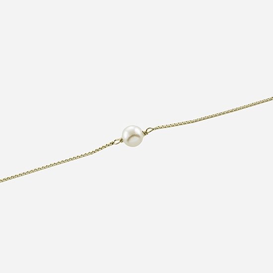 Silver Treasures Womens 14K Gold Over Silver 9 Inch Semisolid Box Ankle Bracelet