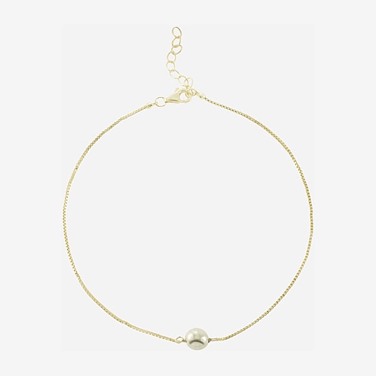 Silver Treasures Womens 14K Gold Over Silver 9 Inch Semisolid Box Ankle Bracelet