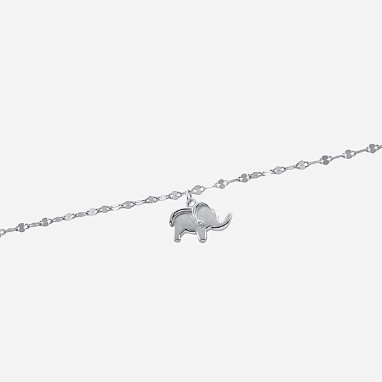 Silver Treasures Elephant Womens Sterling Silver Semisolid Ankle Bracelet