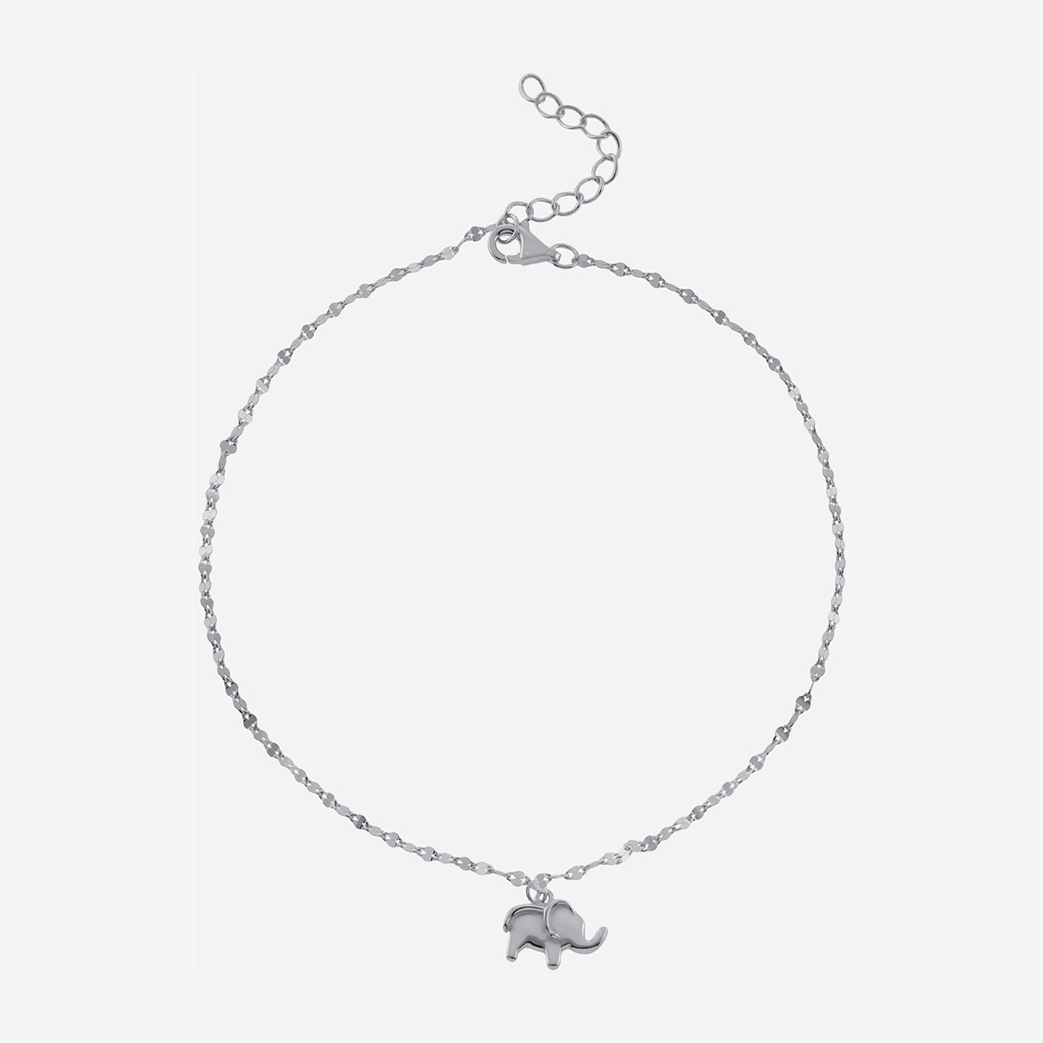 Silver Treasures Elephant Womens Sterling Silver Semisolid Ankle Bracelet