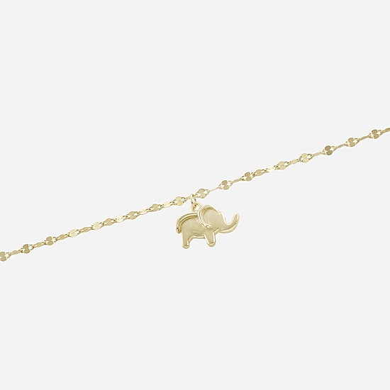 Silver Treasures Elephant Womens 14K Gold Over Silver Semisolid Ankle Bracelet