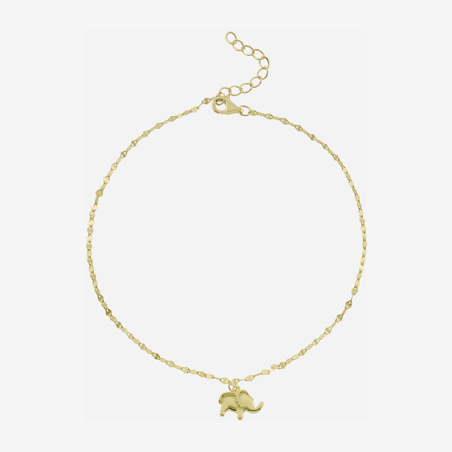 Silver Treasures Elephant Womens 14K Gold Over Silver Semisolid Ankle Bracelet