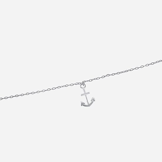 Silver Treasures Womens Sterling Silver 9 Inch Semisolid Cable Anchor Ankle Bracelet