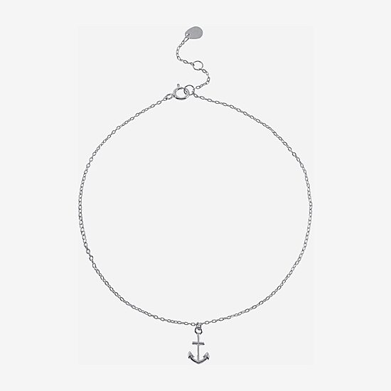 Silver Treasures Womens Sterling Silver 9 Inch Semisolid Cable Anchor Ankle Bracelet